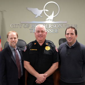 From left to right: Mayor Jamie Clary, Fire Chief George Edwards, and COO Jesse Eckenroth